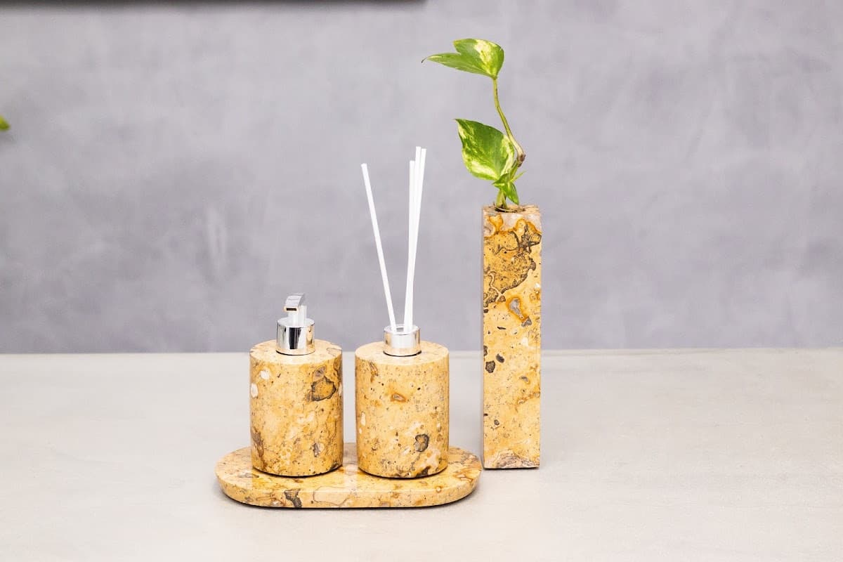 Kit Lavabo Dolomita Amarela — 4 peças