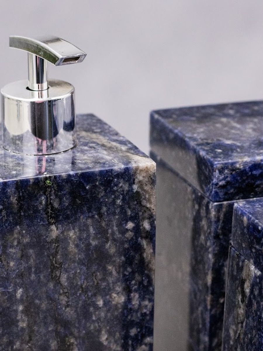 Kit Lavabo em Granito Azul — 6 peças