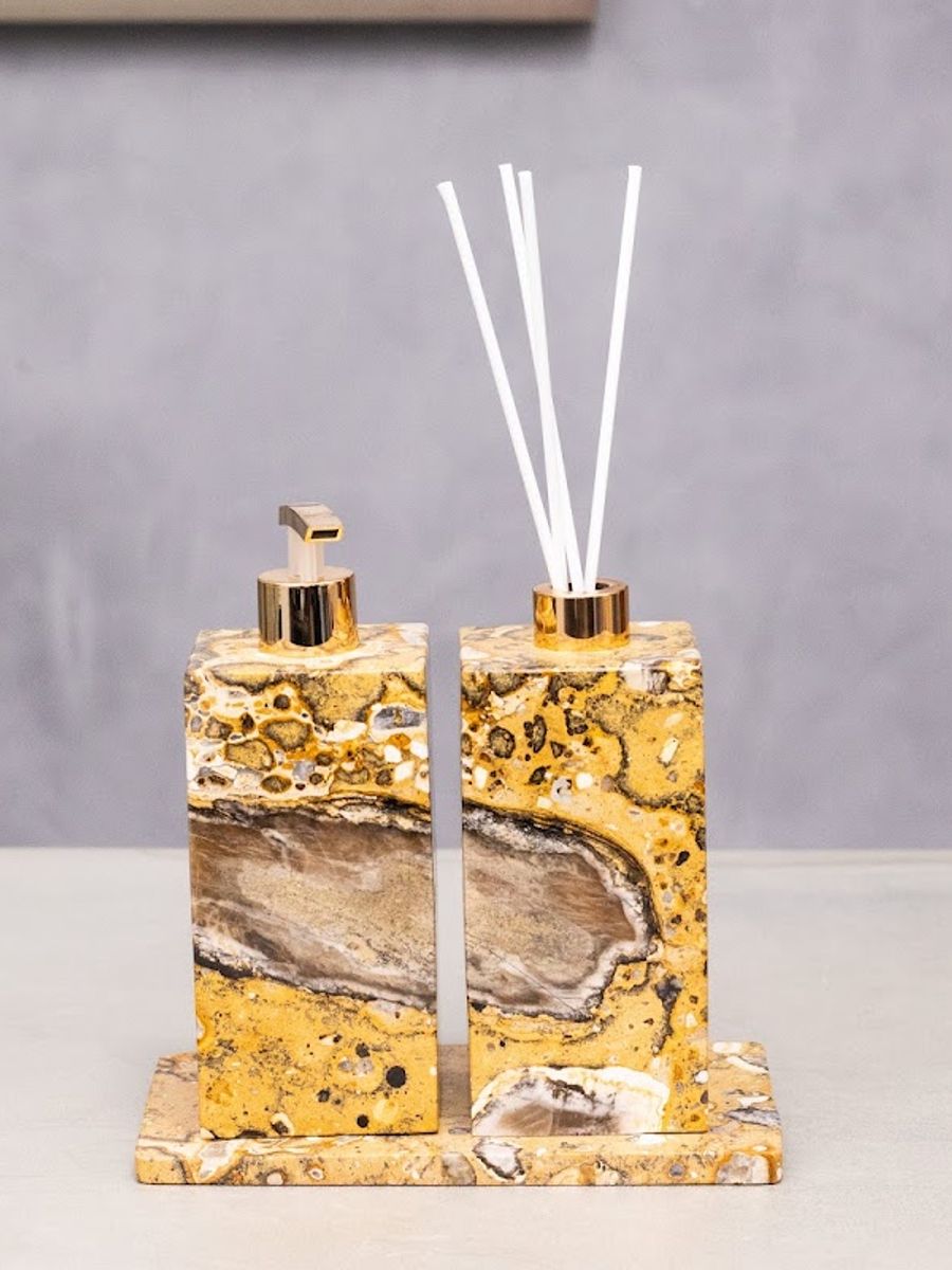 Kit Lavabo Dolomita Amarela — 3 peças A