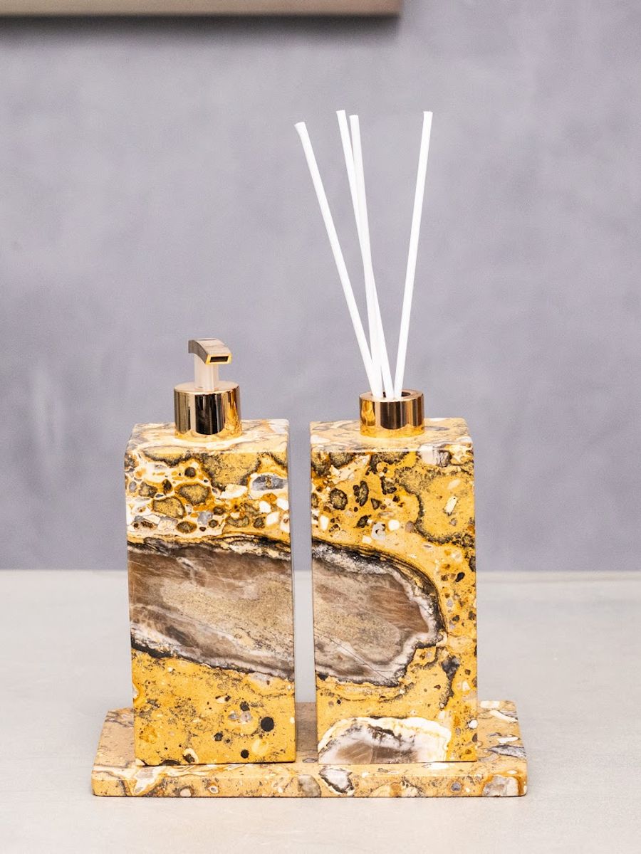 Kit Lavabo Dolomita Amarela — 3 peças A
