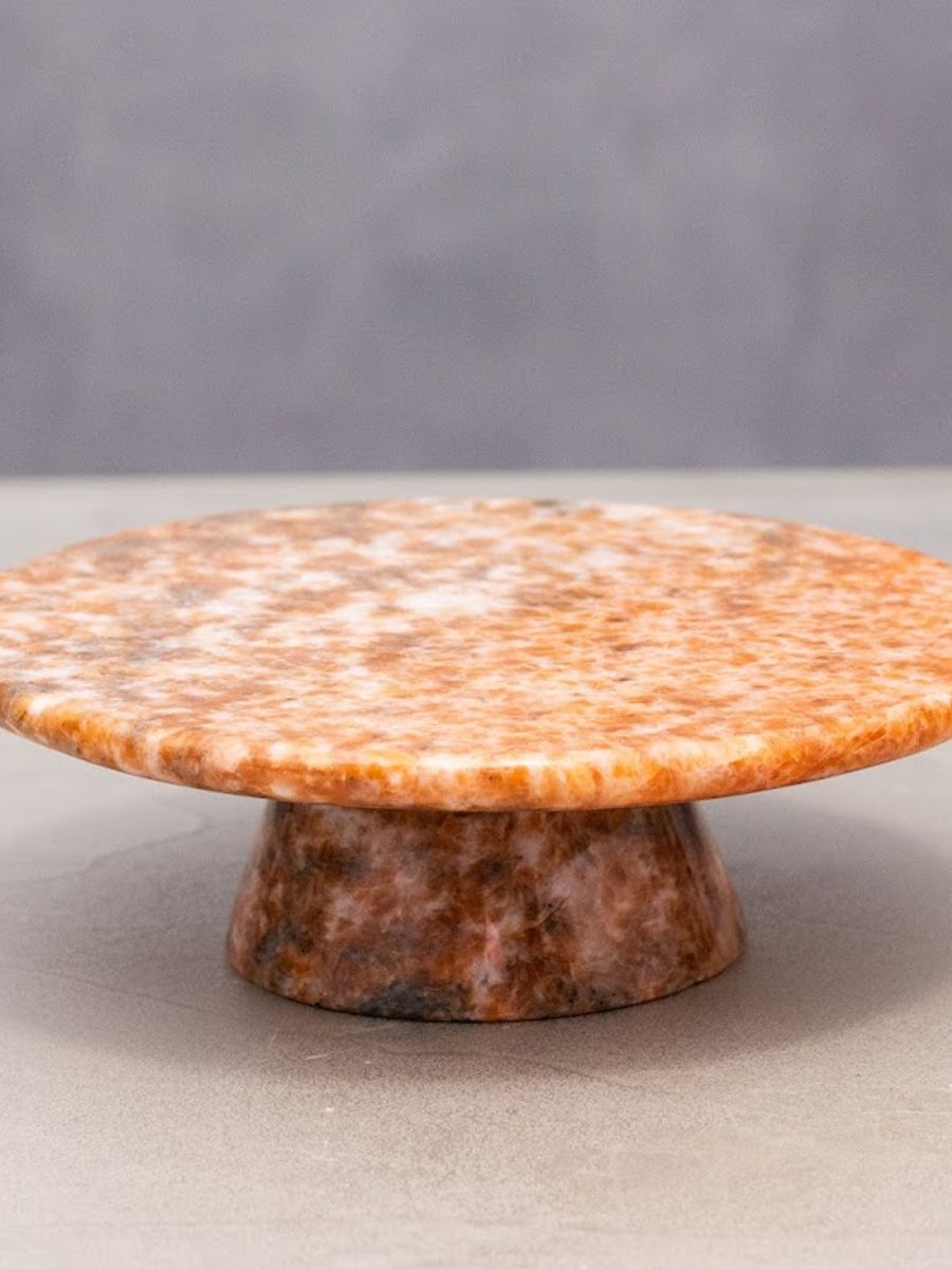 Bandeja Reta Redonda em Calcita Laranja